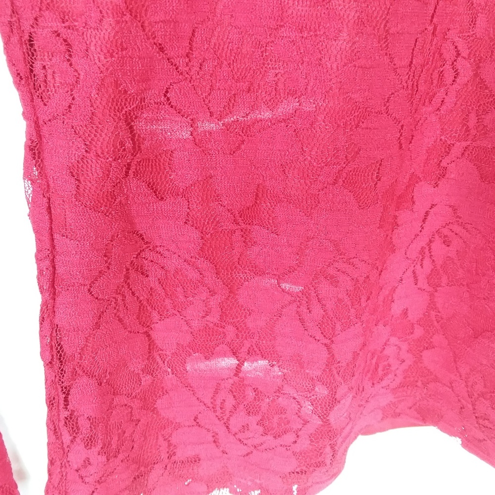 Calvin Klein Red Lace Top Long Sleeve NWT -1 - Picture 4 of 6